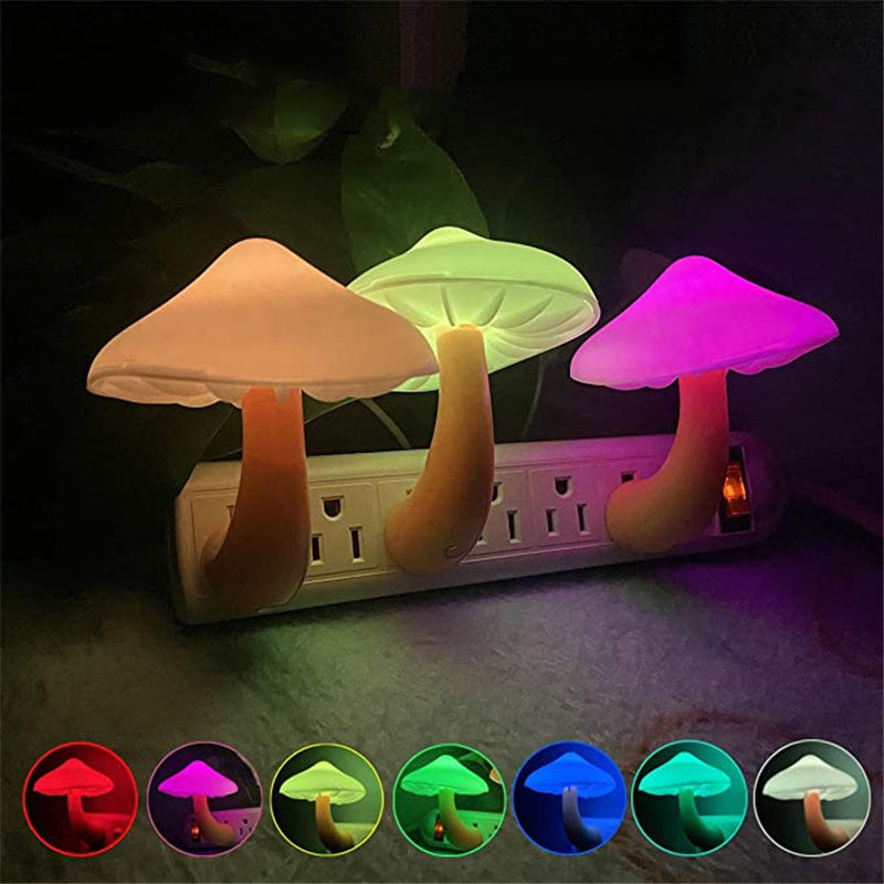 LED Night Light Mushroom Wall Socket Lamp EU US Plug Warm White Light-control Sensor Bedroom Light Home Decoration LED Night Light Mushroom Wall Socket Lamp EU US Plug Warm White Light-control Sensor Bedroom Light Home Decoration